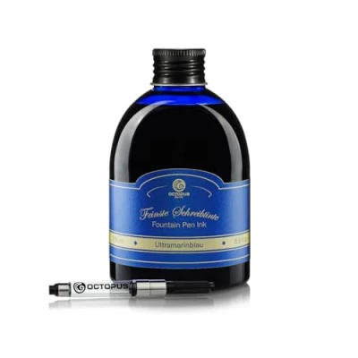 Immagine di Octopus Fluids inchiostro per penna stilografica in vetro, con convertitore, stilografica, colore blu oltremare, 30 ml, convertitore di