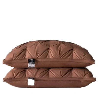 Immagine di HOMDECR Cuscino In Piuma D&#039;oca, Per Hotel, Cuscini Di Lusso Con Qualità Alberghiera Super Morbida 100% D&#039;oca Bianca 48 X 74 Cm (Marrone,2 cuscini)