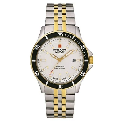Immagine di Swiss Alpine Military 7022.1 Orologio analogico al quarzo, da uomo, in acciaio inox, Bicolore/Bicolore/Argento 1142sam, Bracciale