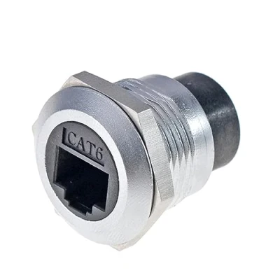 Immagine di HangTon Confezione da 5 accoppiatori RJ45 per pannello con presa impermeabile, alimentazione tramite rete Ethernet Cat6, cavo circolare in linea femmina a
