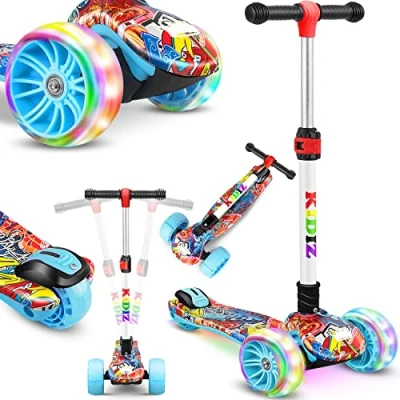 Immagine di KIDIZ® Scooter per bambini X Pro2 Triciclo con ruote luminose a LED in PU pedali pieghevole da città regolabile altezza ragazze 3 12 anni