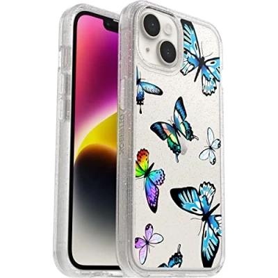 Immagine di Otterbox Cover per iPhone 14/iPhone 13 Symmetry Clear, resistente a shock e cadute, sottile, testata 3x MIL STD 810G, protezione antimicrobica, Butterfly