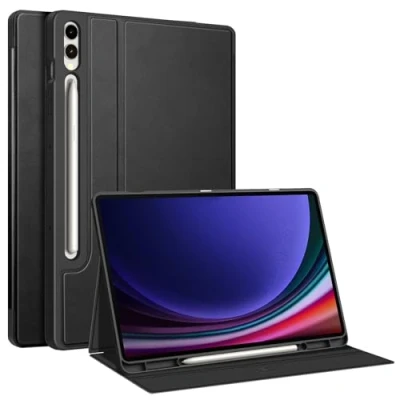 Immagine di FINTIE Custodia per Samsung Galaxy Tab S9 Plus 12.4 Pollici 2023 SM X810/X816B/X818U con S Pen Holder, Multi angli Protettiva Cover Posteriore in Morbido TPU Case Auto Sveglia/Sonno, Nero