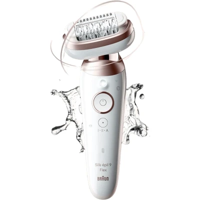 Immagine di Braun Silk épil 9 Flex Epilatore Viso Donna, Elettrico Donna Con Testina Flessibile a 360 Per Epilazione Semplice, Wet &amp; Dry, Depilatore Cappuccio Rifinitore