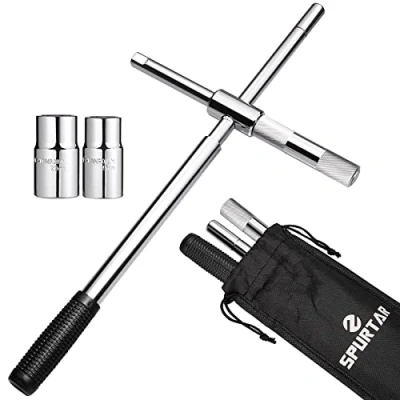 Immagine di Spurtar Chiave a Croce per Ruote Auto Dadi Ruota, 1/2 Guida con Bussole da 17/19 mm e 21/23 mm, Maniglie Borsa Portaoggetti in Tela