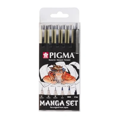 Immagine di SAKURA Pigma Micron set di penne a punta fine Manga Collection 6 misure, nero (POXSDKMAN6)