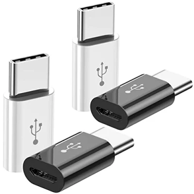 Immagine di Adattatore Micro USB a C (4 Pezzi), Femmina Maschio OTG Compatibile con Samsung Galaxy, LG, Huawei, Cellulari di Tipo C, Tablet e Altro (2 Nero 2 Bianco)