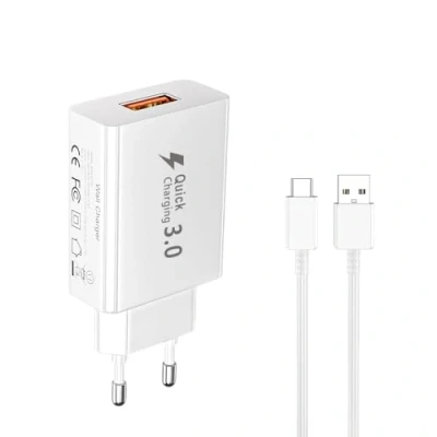 Immagine di Caricatore 18W 3.0 Cavo USB Tipo C, Caricabatterie Carica Rapida per Samsung Galaxy A15 A14 A13 A33 5G S22 S23 Huawei/Honor/Redmi/Xiaomi Mi 8 9 10 Note Pro Alimentatore e 1.5M
