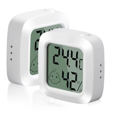 Immagine di Vinabo 2 Pezzi Igrometro Termometro Digitale, Mini Termoigrometro, Portatile Digitale ad Alta Precisione,Termometro Interno, Adatto per Dispositivi di Misurazione Serre, Casa e Ufficio