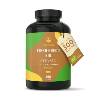 Immagine di Bio Fieno greco (attivato) 300 Capsule Alto dosaggio 2.600mg integratore (Fenugreek) Materia prima di alta qualità Vegano, testato in Laboratorio, produzione Tedesca TRUE NATURE