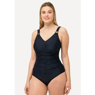 Immagine di Ulla Popken Costume da Bagno Wiebke, con Apertura Frontale Intero, Nero, 58 Donna