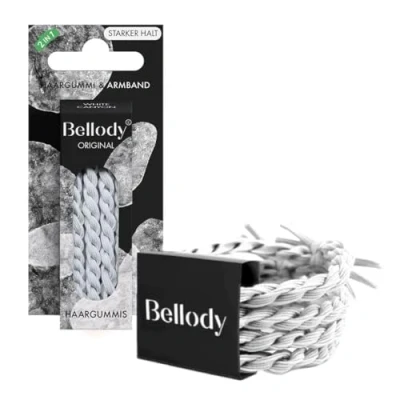 Immagine di Bellody® Set di 4 elastici per capelli originali Sundance Edition eleganti intrecciati con forte tenuta (White Canyon) Accessori da donna in bianco