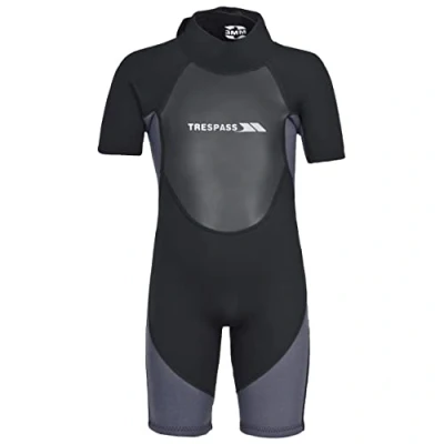 Immagine di Trespass Scuba, Nero, 2/3, Corto 3 mm, in Neoprene, con Cerniera 7 per Bambini/Ragazzi, età 2 3, Nero