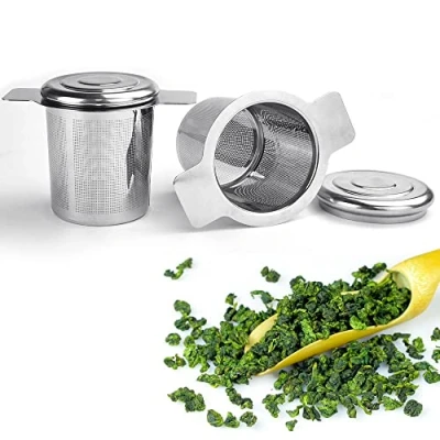 Immagine di Reforung 2 Pz Filtri per Tisane Sfuse in Acciaio Inox Colino con Coperchio Setaccio Due Manici Filtro da Tè Rete a Maglia Fine Teiera, Tazze, Tazze