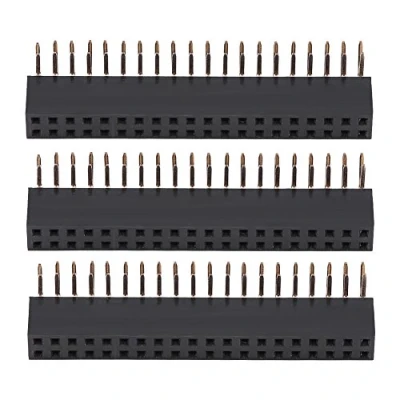 Immagine di Akozon Pin Header, Intestazione Femminile Connettore Femmina 3pz 2 x 20 2,54mm Pitch Female Dual Row Ad Angolo Retto Headers per e Scheda PCB