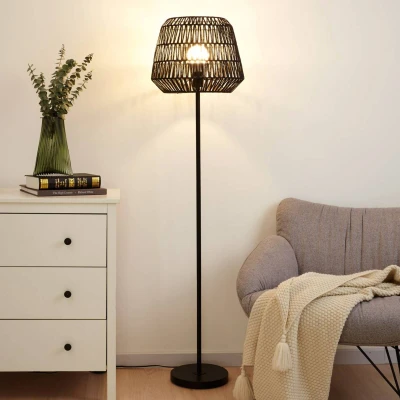Immagine di Pauleen luminaire 48227 Timber Pearl Lampada da Terra Max. 20 Watt Nero piantana Look Boho in Filato di Carta, Metallo E27, Floor Lamp