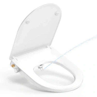 Immagine di YEAUPE PRO Tavoletta WC a Forma di D con Bidet, universale non elettrico, pressione regolabile, Soft Close Toilet Seat, Sedile morbido chiuso combinato bidet wc, Bianco