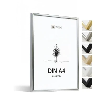 Immagine di Heimlich® 1x Cornice A4 21x30 cm in metallo argento champagne per documenti 21x29,7 Collage grande alluminio fotografie