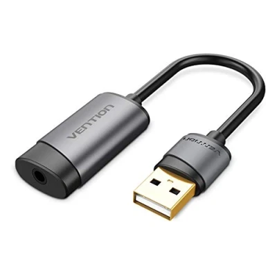 Immagine di VENTION Scheda Audio USB esterna, Alluminio Adattatore Jack 3,5 mm TRRS per Cuffie Microfono Stereo Casse, Compatibile con Windows, Mac OS, Linux, PS5, Plug And Play