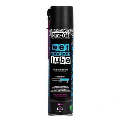 Immagine di Muc Off Wet Weather Lube, 400 ml Lubrificante Catena Bici Biodegradabile, Olio Efficace sulle Lunghe Distanze Formulato per i Climi Umidi