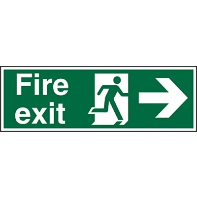 Immagine di Seco Fire Exit Exit, Man Running Right, Arrow Pointing Right Sign, 600 mm x 200 mm, vinile autoadesivo, bianco