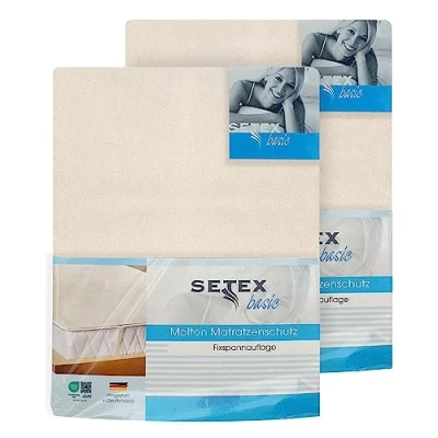 Immagine di SETEX Molleton coprimaterasso Elastico, 100% Cotone, Base, rohweiß, 100 x 200 Doppelpack