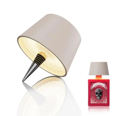 Immagine di MU LIN lampada bottiglia ricaricabile,lampada da tavolo senza fili,Controllo Touch 3 Modalita Temperatura di Colore, Dimmerabile, per Soggiorno, Camere Letto,1PZ TORTORA