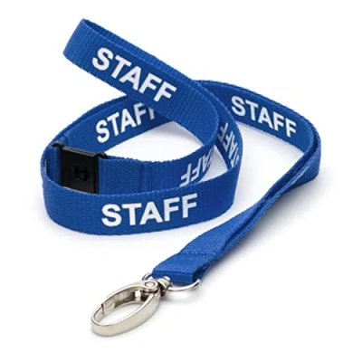 Immagine di CKB LTD Cordino Blu per staff di sicurezza staccabile Tracolla con clip girevole in metallo porta carte d&#039;identità Design a sgancio rapido Confezione da 100