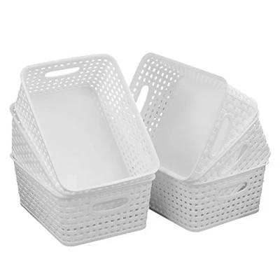 Immagine di Inhouse Cesto Portaoggetti in Plastica, Bianco Cestini Portaoggetti, Set Da 6