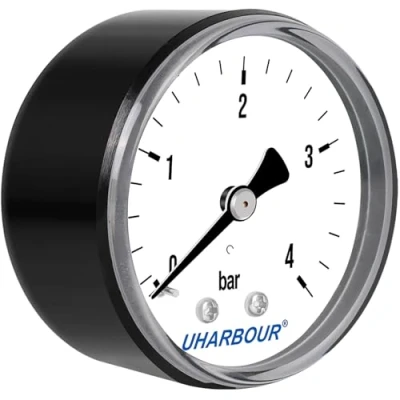 Immagine di UHARBOUR manometro acqua 0 4 bar, 1/4 pollici, staffa aria compressa sul retro, ad connettore in ottone BSP