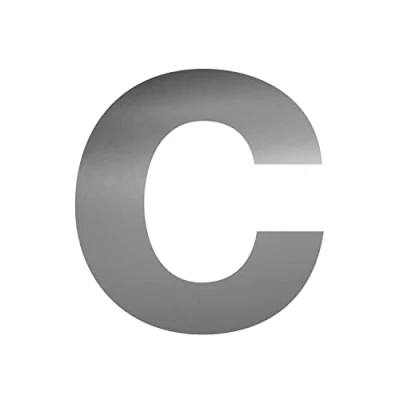 Immagine di Adesivo a forma di lettera C, in argento, altezza 10 cm, numero civico autoadesivo, per esterni, cassetta delle lettere, porta I resistente alle intemperie kfz_675_c