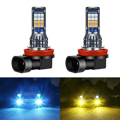 Immagine di Yifengshun 2 x H8 / H11 lampadine fendinebbia a LED blu ghiaccio&amp;giallo 24SMD 3030 Chip colori per Luci di marcia diurna DRL 12V