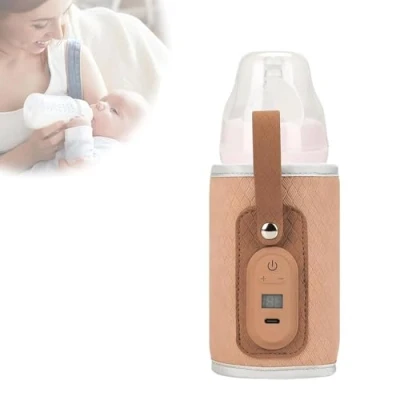 Immagine di Scaldabiberon, scaldabiberon portatile per la conservazione della temperatura, ricarica USB, 7 livelli di temperatura a scelta, senza BPA (rosa)