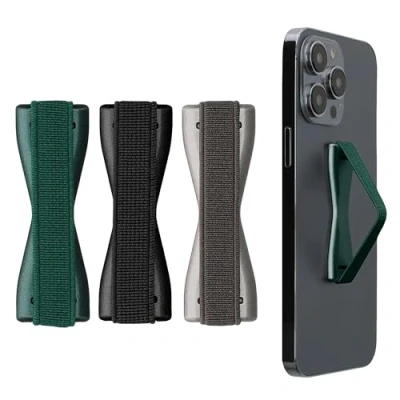 Immagine di kwmobile Supporto Dita Cellulare Set 3X Fasce Elastiche Sostegno Antiscivolo Antiurto Telefonino Universale Finger Holder Phone Grigio/Petrolio Metallizzato/Nero