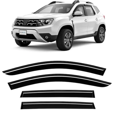 Immagine di CLIM ART deflettori Auto per/Compatibile con Dacia Duster 2018 2024, deflettore Auto, Aria, sopraelevati, 4 Pezzi, Nero