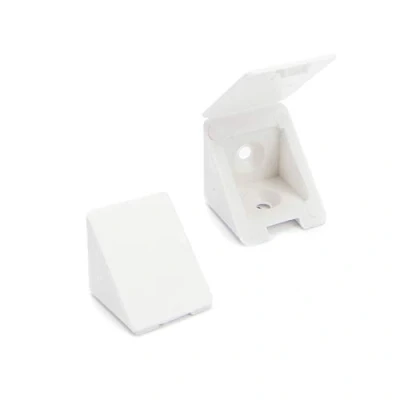 Immagine di 40 x sossai® Staffa Angolare/Angelo Retto Staffe/Connettore Angolare (40 pz.) BT1, 2 fori Colore: bianco Materiale: Plastica
