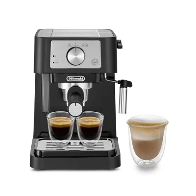 Immagine di De&#039;Longhi EC260.BK Macchina da Caffè Per Polvere o in Cialde E.S.E., Sistema Latte Manuale, Facile usare, Serbatoio Estraibile 1.1 L, Caldaia acciaio inox