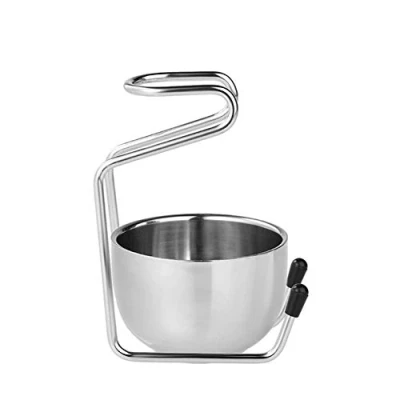 Immagine di supporto per pennello da barba con ciotola, in acciaio inox, barba, set la pulizia del viso maschile (argento)
