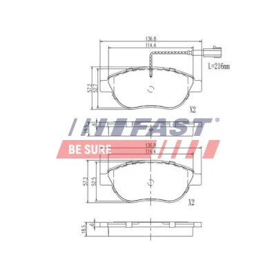 Immagine di FAST FT29144 Kit pastiglie freno Assale anteriore con sensore usura integrato FIAT: Grande Punto Hatchback, Evo III Hatchback