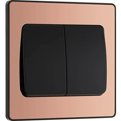Immagine di BG Electrical Evolve Doppio interruttore della luce, 20 A, 2 vie, ampio bilanciere, rame lucido