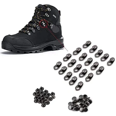 Immagine di Oumefar 20 PCS Ganci per Stivali Raccordi in Pizzo Asola Lega Accessori Arrampicata con Occhiello Rivetti Escursione nel Campo di Riparazione