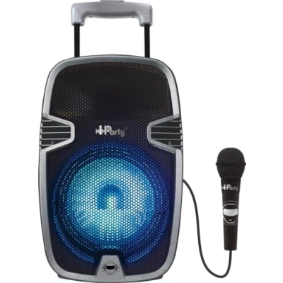 Immagine di Lexibook IParty Karaoke Bluetooth, su Ruote con Effetti di Luce e Microfono Inclusi, Batteria Ricaricabile, Nero/Argento, K8250, Colore