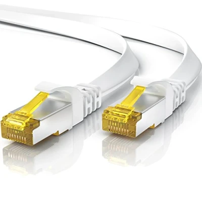 Immagine di cavo di rete CAT 7 piatto Ethernet Gigabit Lan 10 Gbit s patch posa Cat.7 grezzo U FTP PIMF schermatura con spina RJ 45 Switch Router Modem