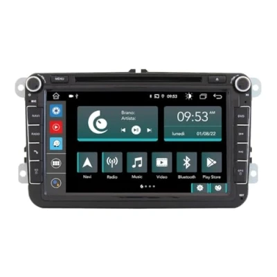 Immagine di Jf Sound car audio system Autoradio Custom Fit per Volkswagen Android GPS Bluetooth WiFi Dab USB Full HD Touchscreen Display 8&quot; processore 8core e comandi vocali, Nero