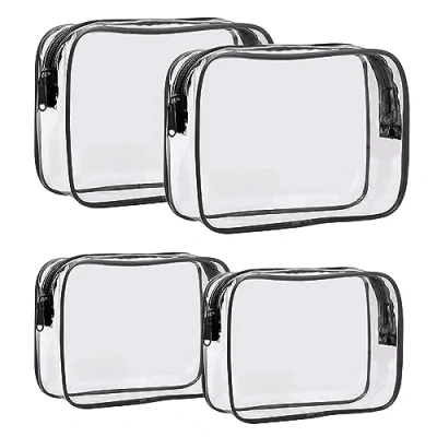 Immagine di Beauty Case Trasparente,Borsa Trasparente,Pochette Trasparente,4 Pezzi Porta Trucchi da Viaggio Portatili,Borse Toilette Trasparenti con Cerniera