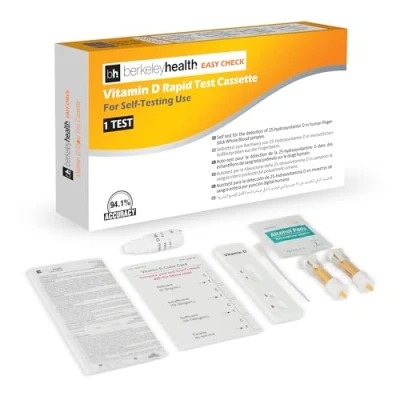Immagine di Kit per l’autovalutazione della vitamina D Easy Check di Berkeley Health Rileva la 25 idrossivitamina da sangue intero umano ottenuto Rapido e accurato al 94,1% Facile utilizzare 1 test