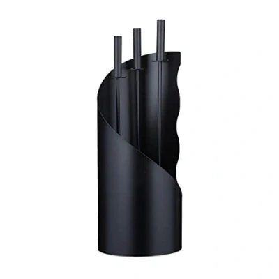 Immagine di Relaxdays 4 Accessori Set Camino e Stufa, Attizzatoio, Paletta Raccogli Cenere, Scopino Supporto, Moderno, Nero, Acciaio Inossidabile