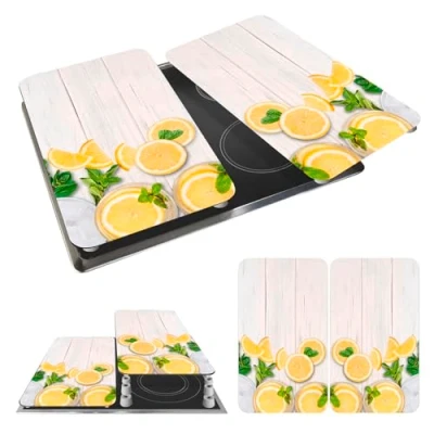 Immagine di WENKO Coprifornelli vetro Universale Limoni set 2 pezzi pezzi, per tutti i tipi di piani cottura Multicolore