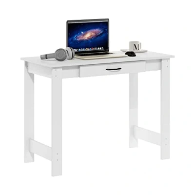 Immagine di Furinno Jaya Scrivania con cassetto, Engineered Wood, Bianco, 44.45 (D) x 99.57 (W) 73.66 (H) cm