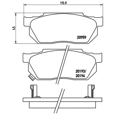 Immagine di BREMBO P 28 008 Kit pastiglie freno con segnalatore acustico usura senza accessori HONDA: Civic V Hatchback, CRX 2
